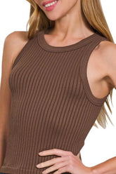 Seamless Ribbed Crop Tank ZENANA